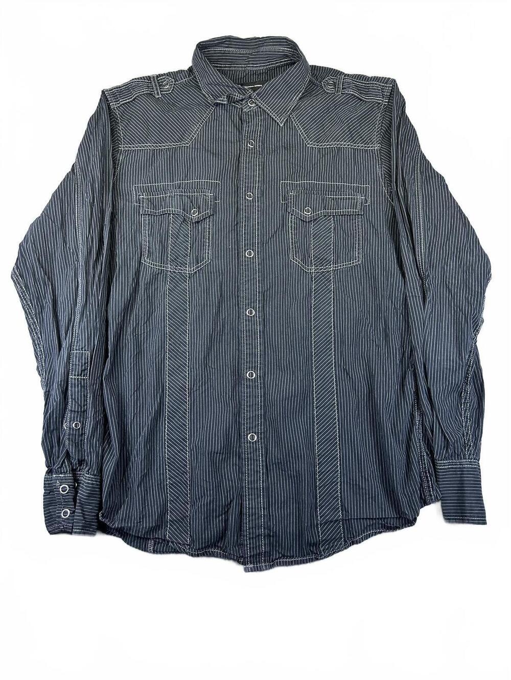 International Concepts Shirt Long Sleeve Western Y2K Style Snap Men's Size M EUC